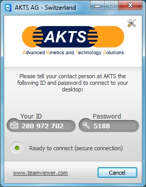 TeamViewer screen with ID and password