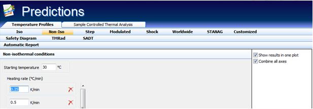 AKTS-Thermokinetics, Prediction Window