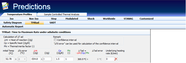 Predictions window, TMRad tab
