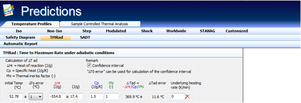 Predictions window, TMRad tab