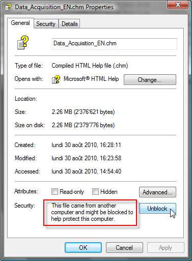 Unblock the CHM file