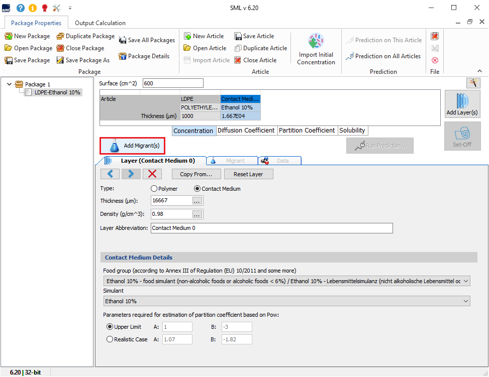 Advanced Specific Migration Limit Software For Prediction Of Diffusion Advanced specific migration limit software for prediction of diffusion