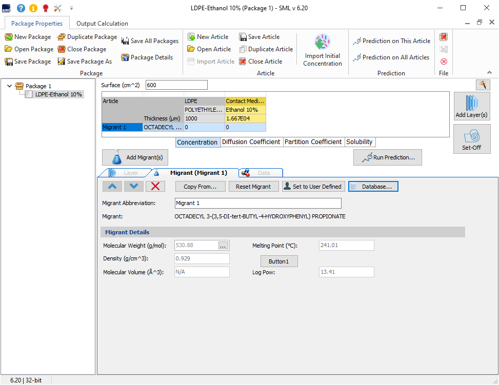 Advanced Specific Migration Limit Software For Prediction Of Diffusion Advanced specific migration limit software for prediction of diffusion
