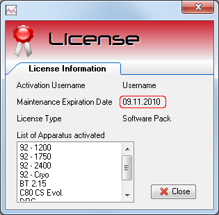 AKTS-Calisto License Window